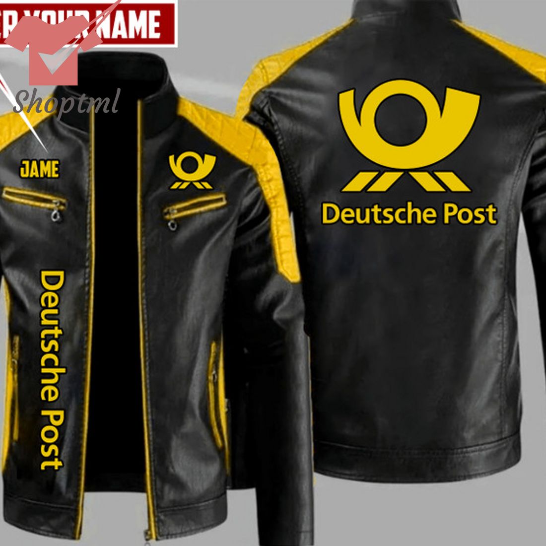 Deutsche Post Custom Name Leather Jacket