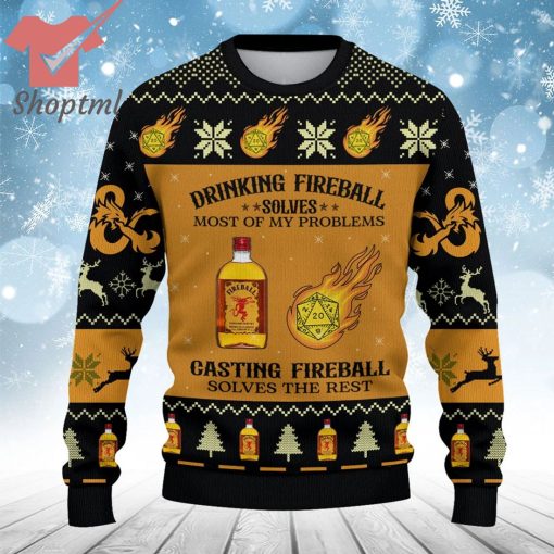 Dungeons and Dragons Drinking Fireball Ugly Christmas Sweater