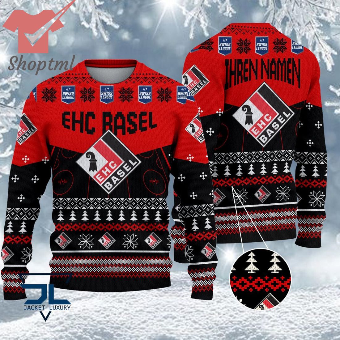 EHC Basel National League 2023 Logo Ugly Christmas Sweater