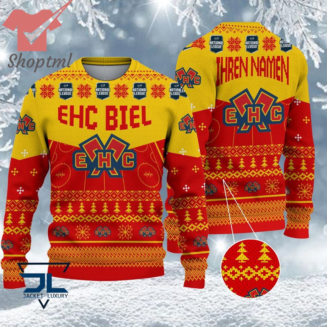 EHC Biel National League 2023 Logo Ugly Christmas Sweater
