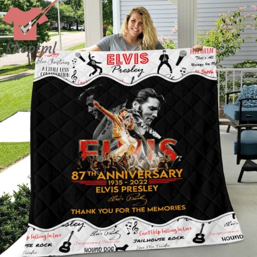 Elvis Presley 87th Anniversary Thank You For The Memories Quilt Blanket