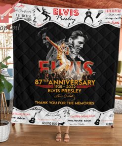 Elvis Presley 87th Anniversary Thank You For The Memories Quilt Blanket