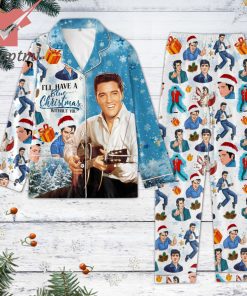 Elvis Presley Santa Hat I’ll Have A Blue Christmas Pajamas Set