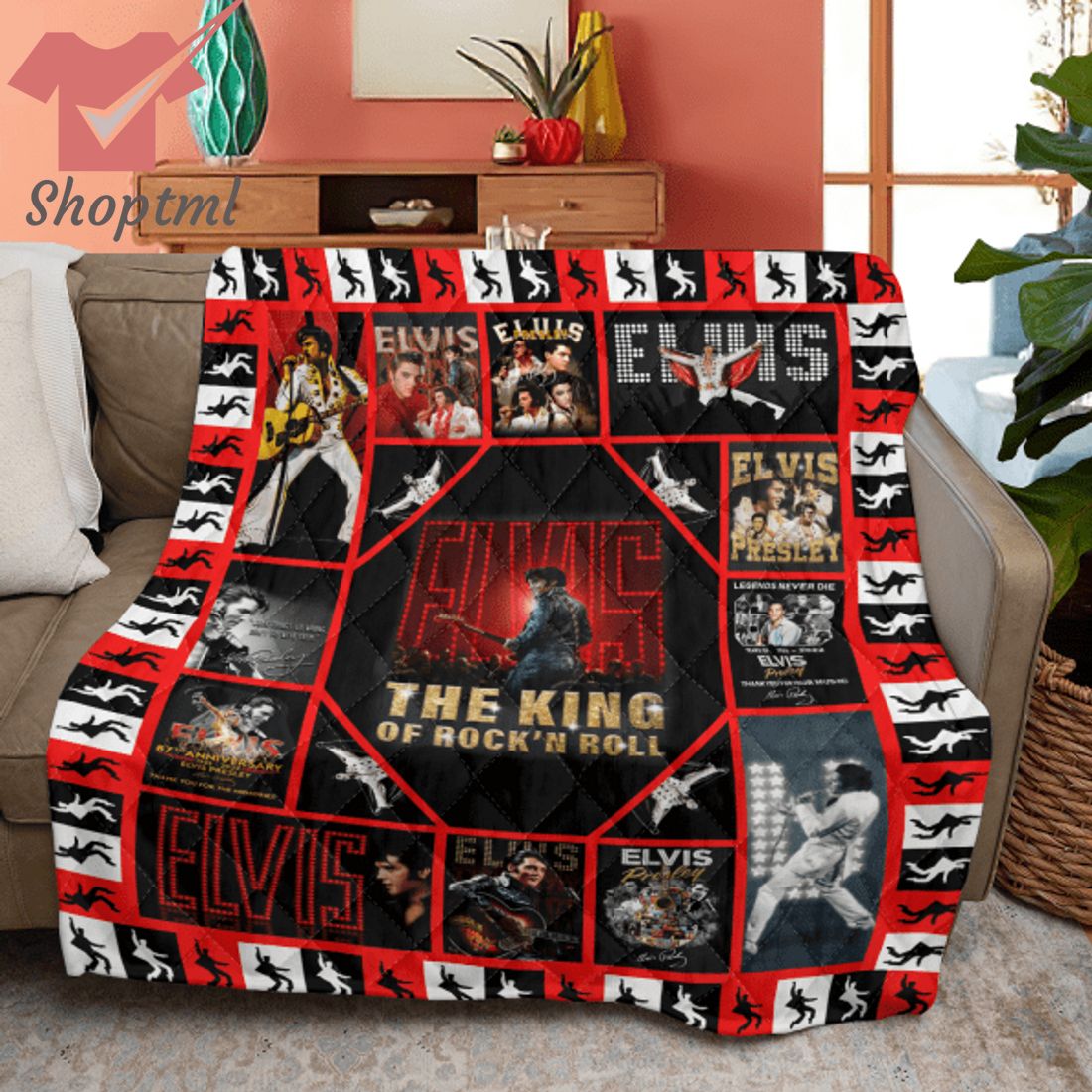 Elvis Presley The King Of Rock'n Roll Quilt Blanket