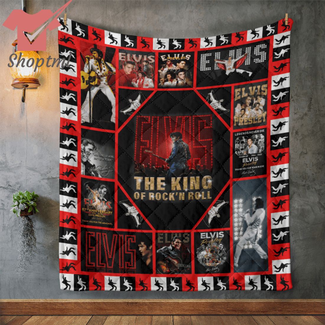 Elvis Presley The King Of Rock'n Roll Quilt Blanket