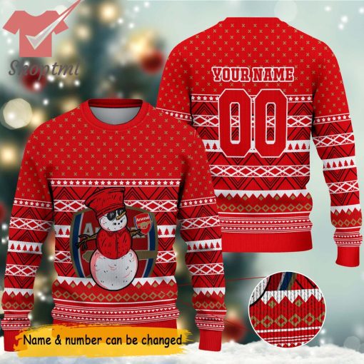EPL Arsenal Snowman Personalized Ugly Christmas Sweater