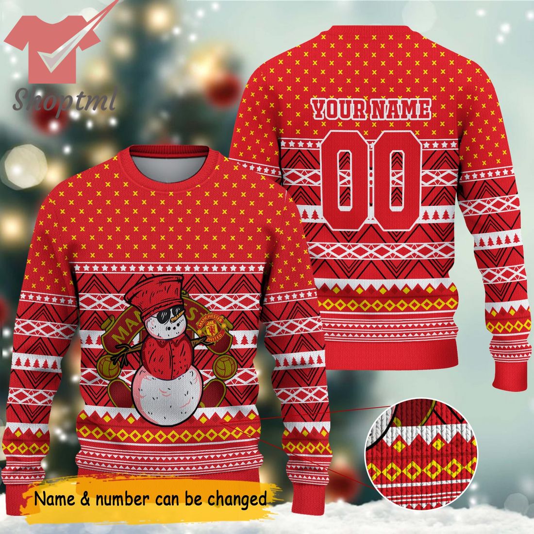 EPL Manchester United Snowman Personalized Ugly Christmas Sweater