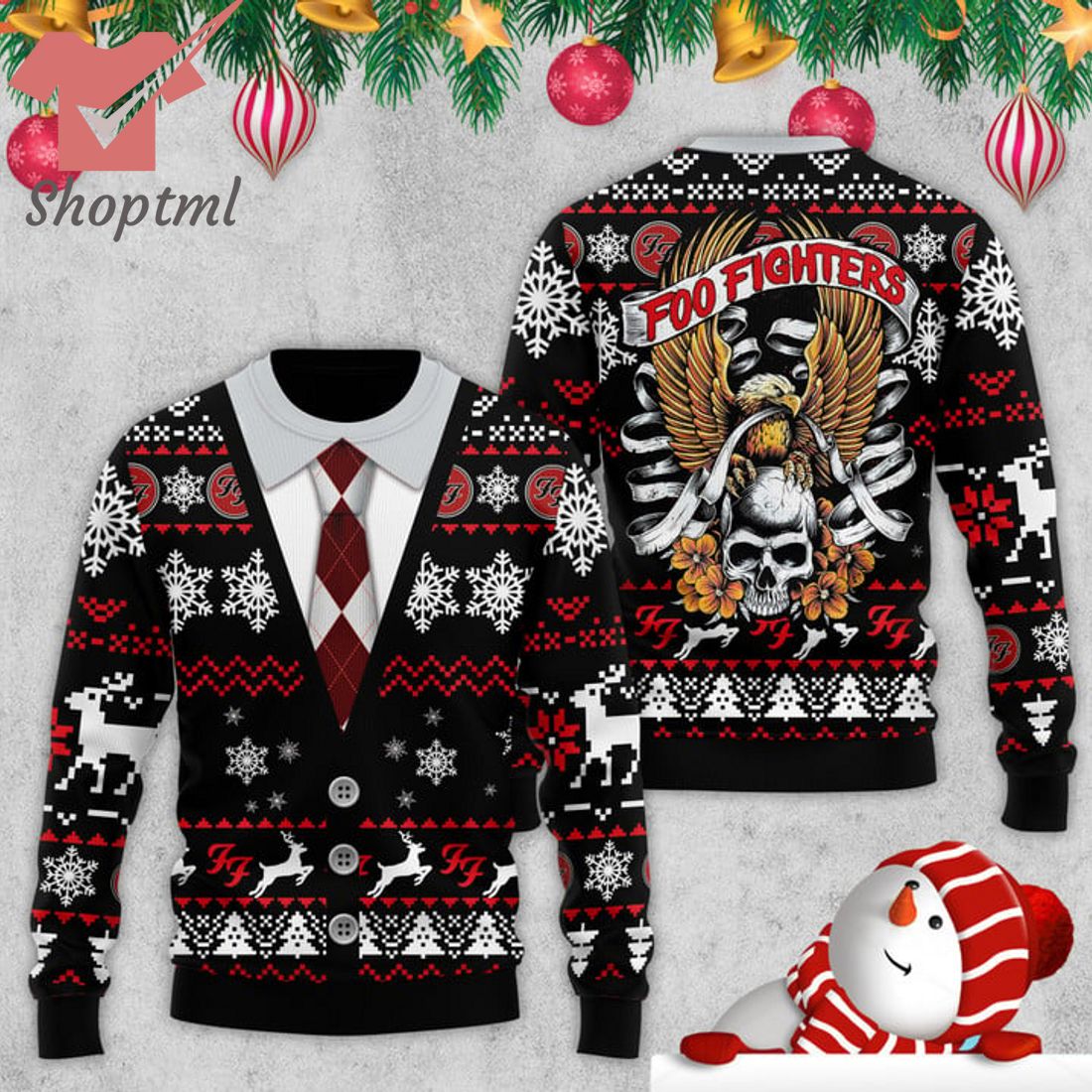 Foo Fighters Eagles Skull Vest Ugly Christmas Sweater