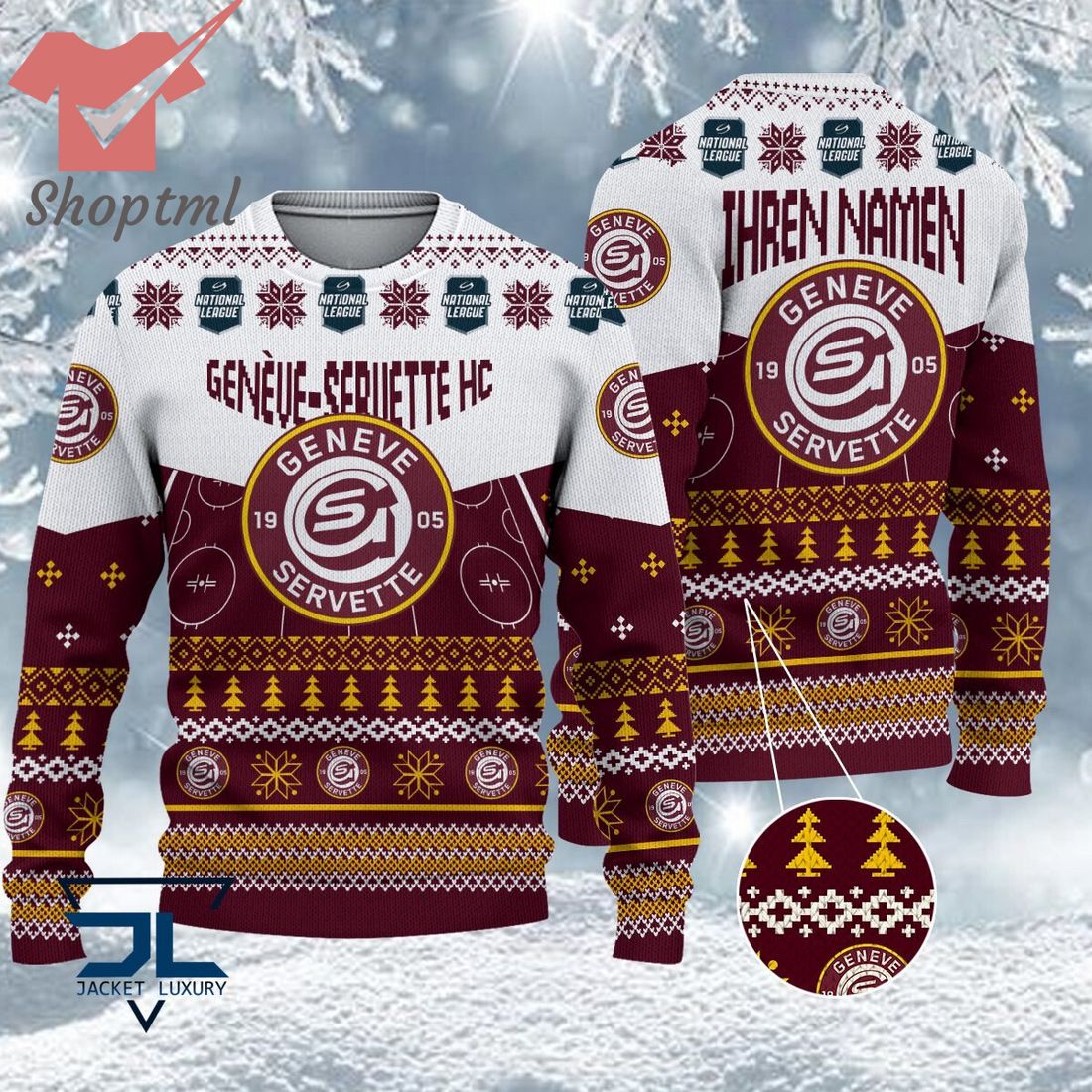 Geneve Servette HC National League 2023 Logo Ugly Christmas Sweater