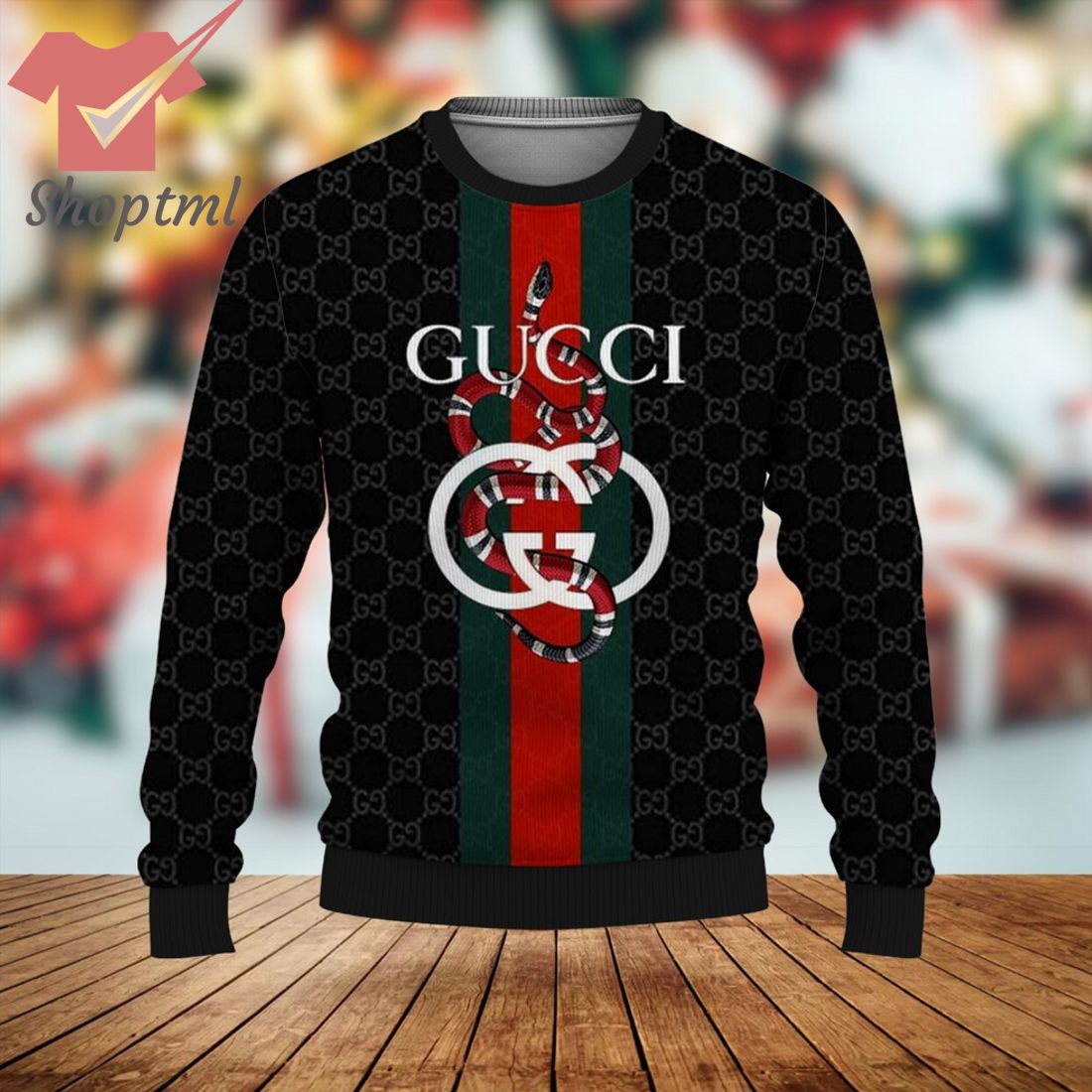 Gucci Monogram Snake Luxury Brand 2023 Ugly Christmas Sweater