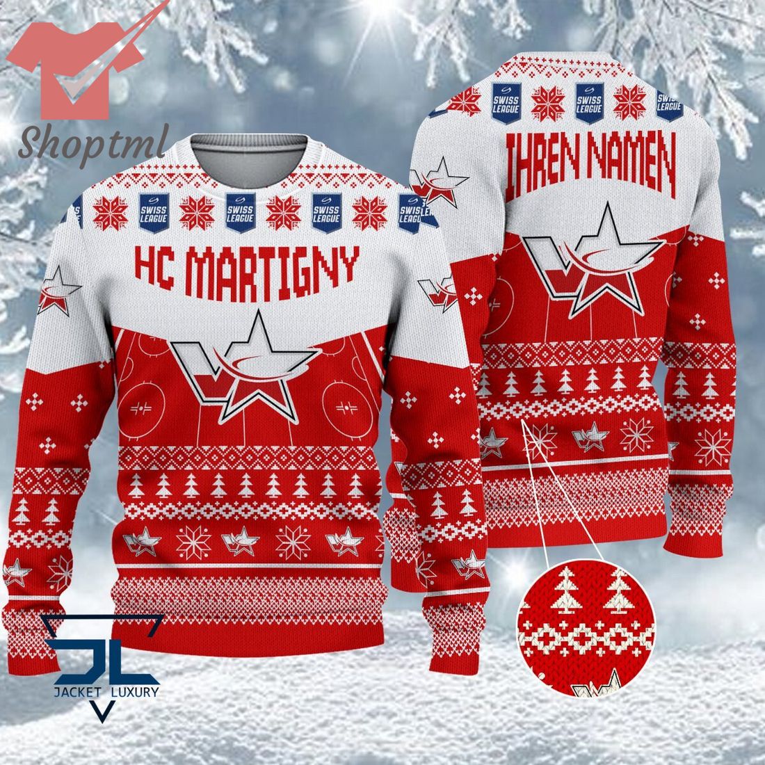 HC Martigny National League 2023 Logo Ugly Christmas Sweater