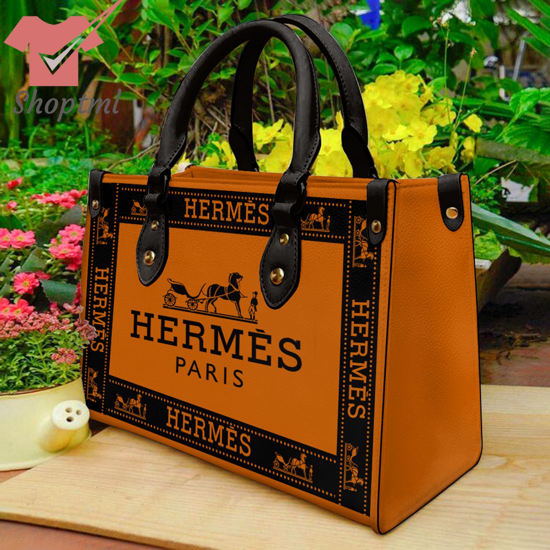 Hermes Paris Orange Luxury Women Leather Handbag