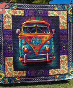 Hippie Car Madala Pattern Quilt Blanket