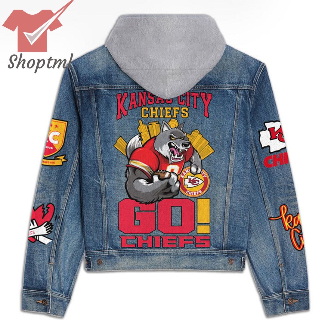 Kansas City Chiefs Mascot Go Chief Hooded Denim Jacket