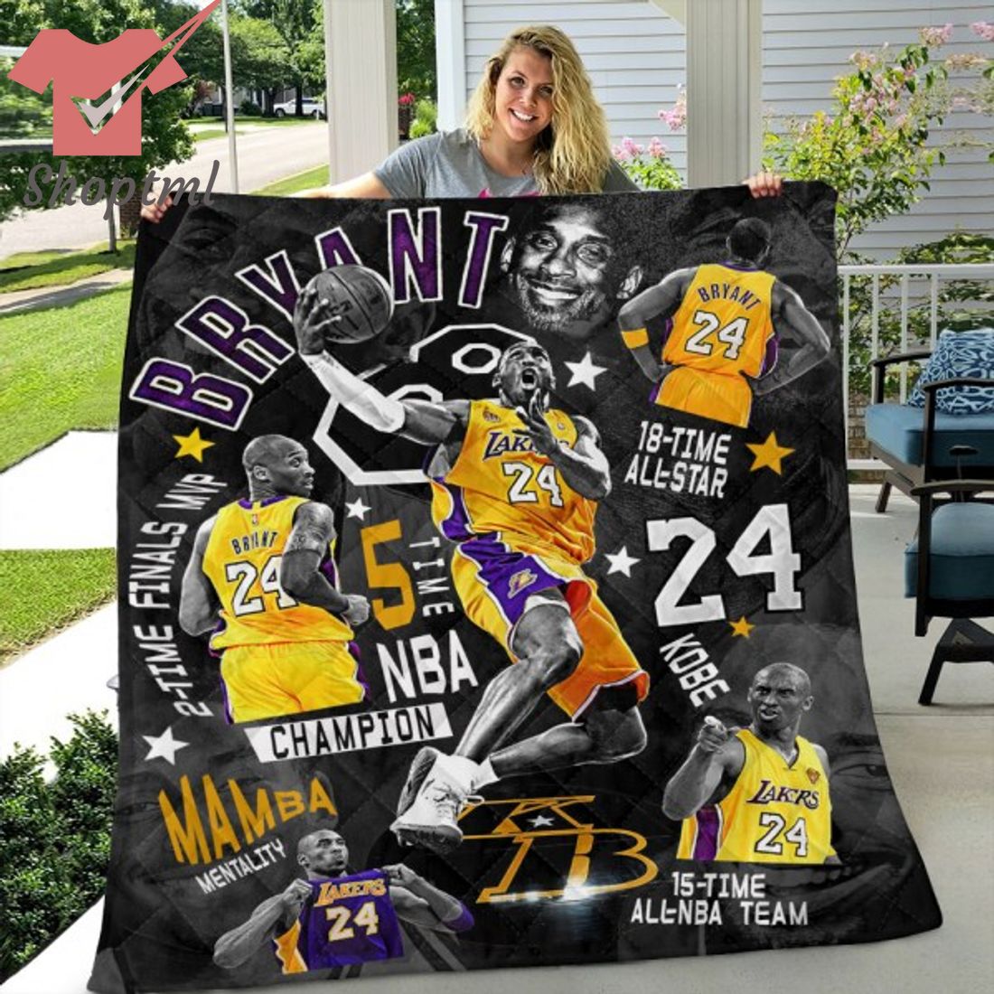 Kobe Bryant 24 NBA 18 Time All Star Quilt Blanket