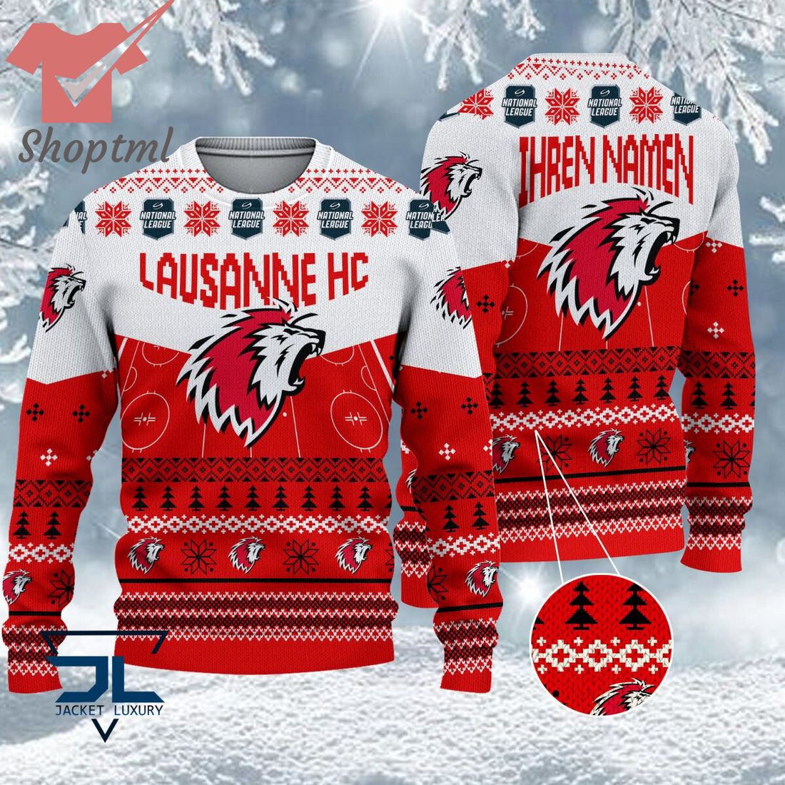 Lausanne Hockey Club National League 2023 Logo Ugly Christmas Sweater