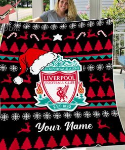 Liverpool Personalized EPL Christmas Fleece Blanket