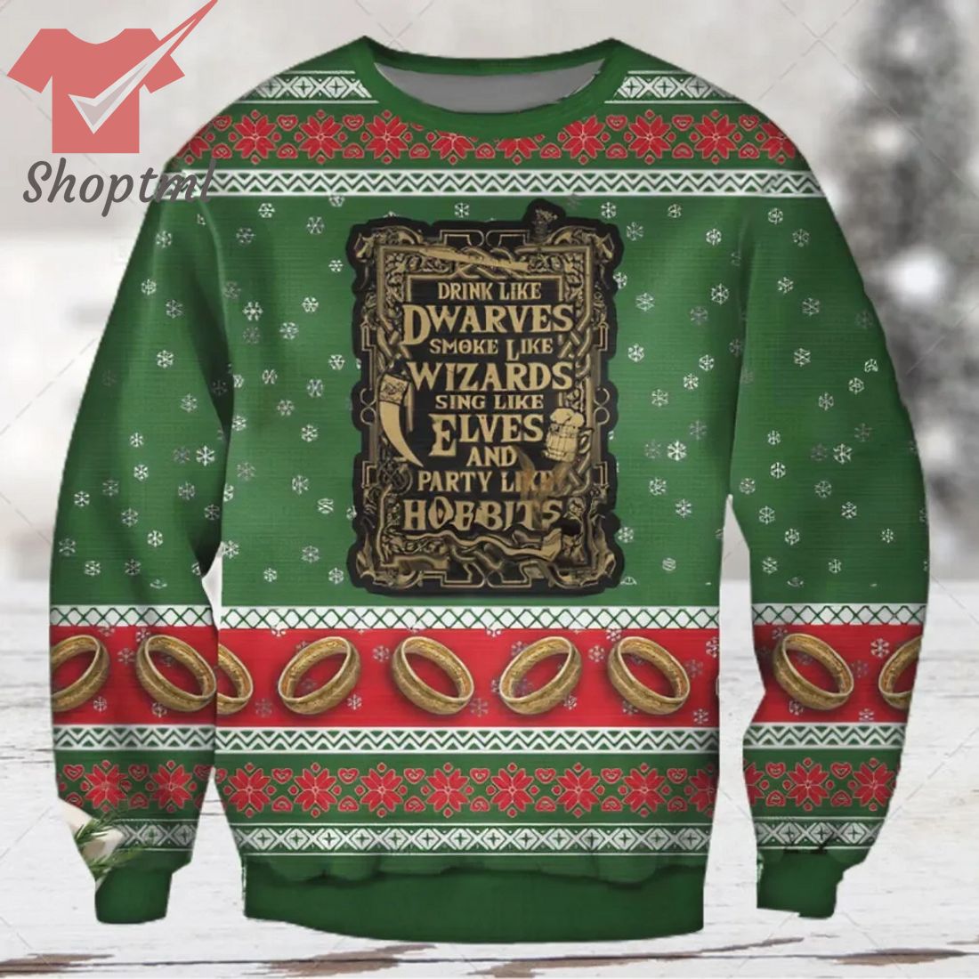 LOTR Drink Like Dwarves Ugly Christmas Sweater
