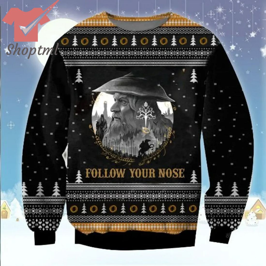 LOTR Gandalf Follow Your Nose Ugly Christmas Sweater