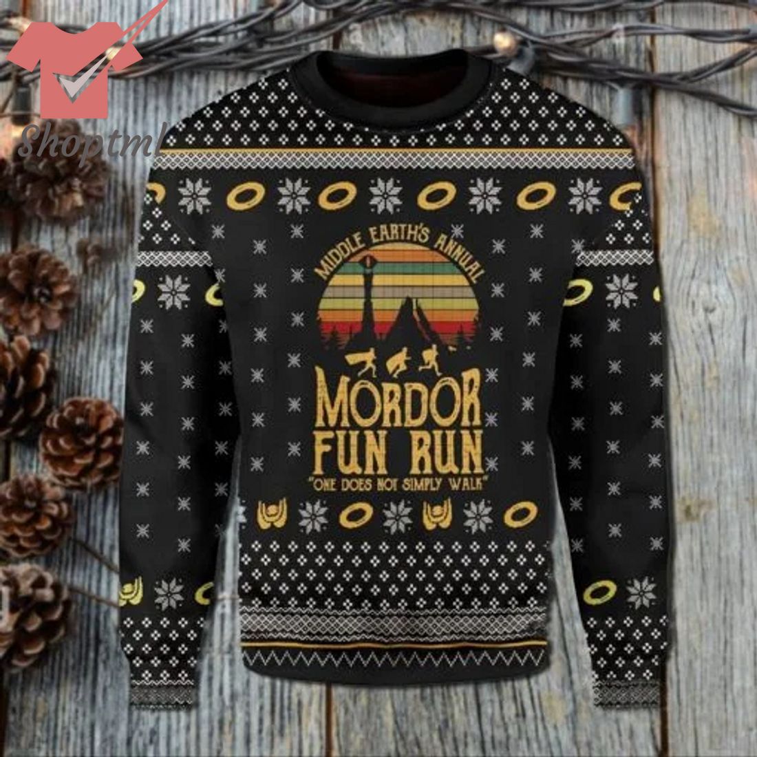 LOTR Mordor Fun Run Fellowship Ugly Christmas Sweater