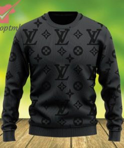 Louis Vuitton Monogram Black Luxury Brand 2023 Ugly Christmas Sweater
