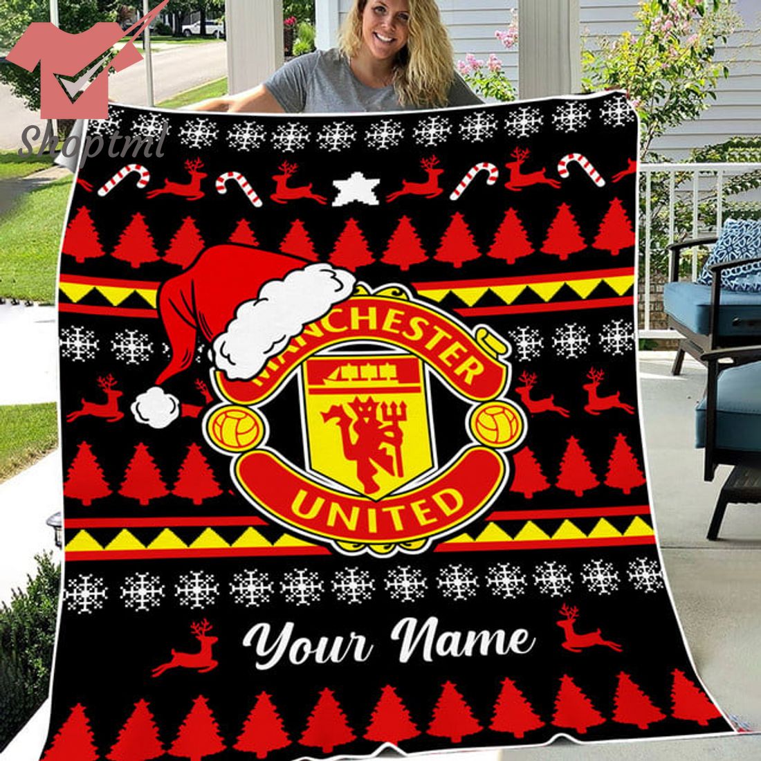 Manchester United Personalized EPL Christmas Fleece Blanket