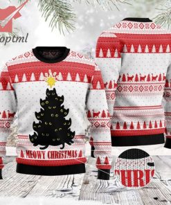 Meowy Pine Tree Ugly Christmas Sweater