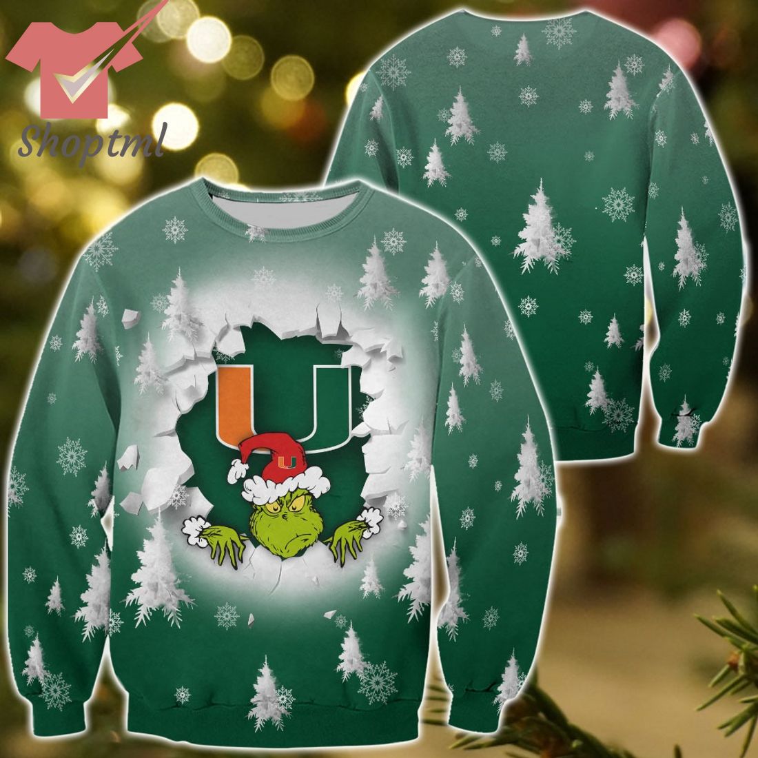 Miami Hurricanes Grinch Christmas Sweatshirt Hoodie
