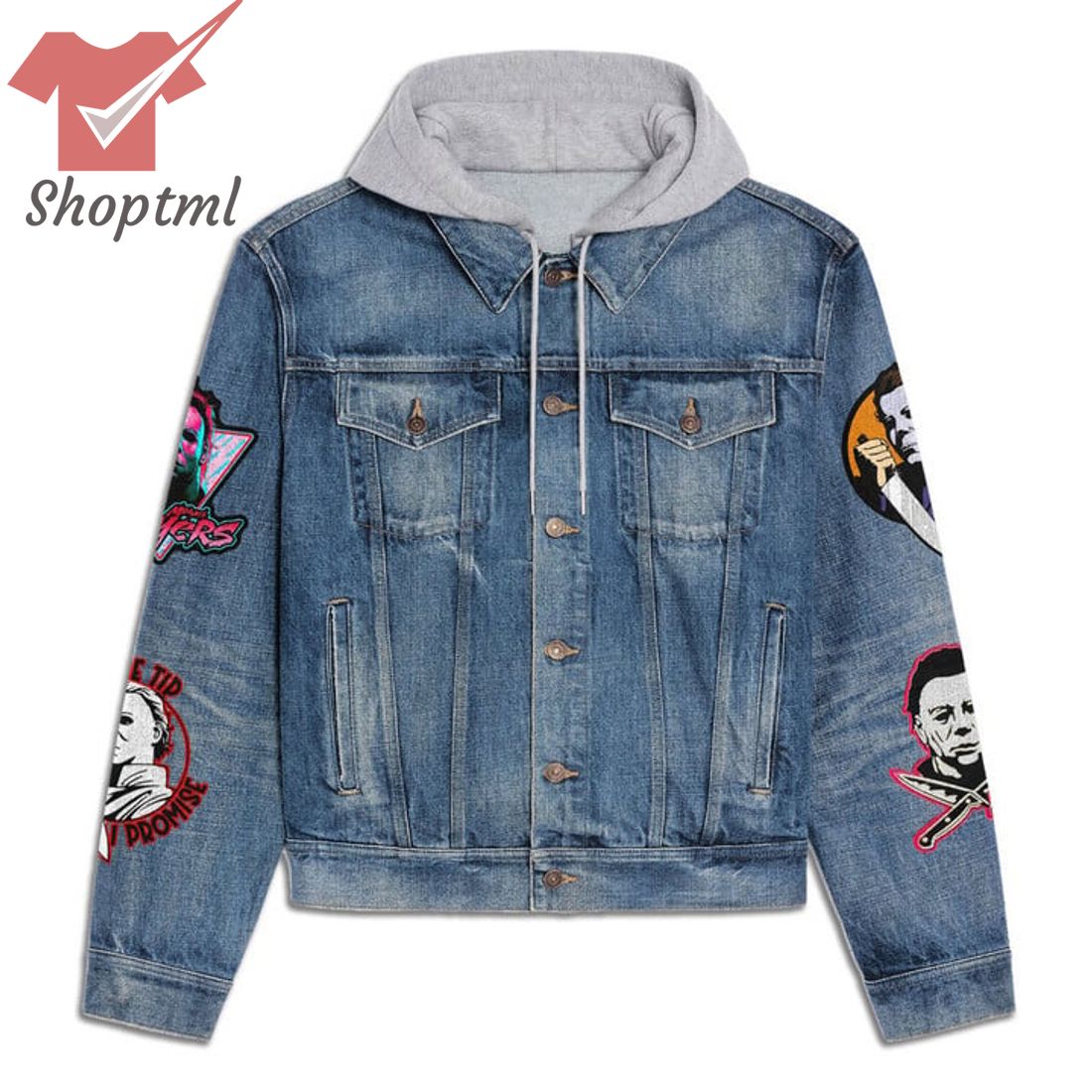 Michael Myers Just The Tip I Promise Hooded Denim Jacket