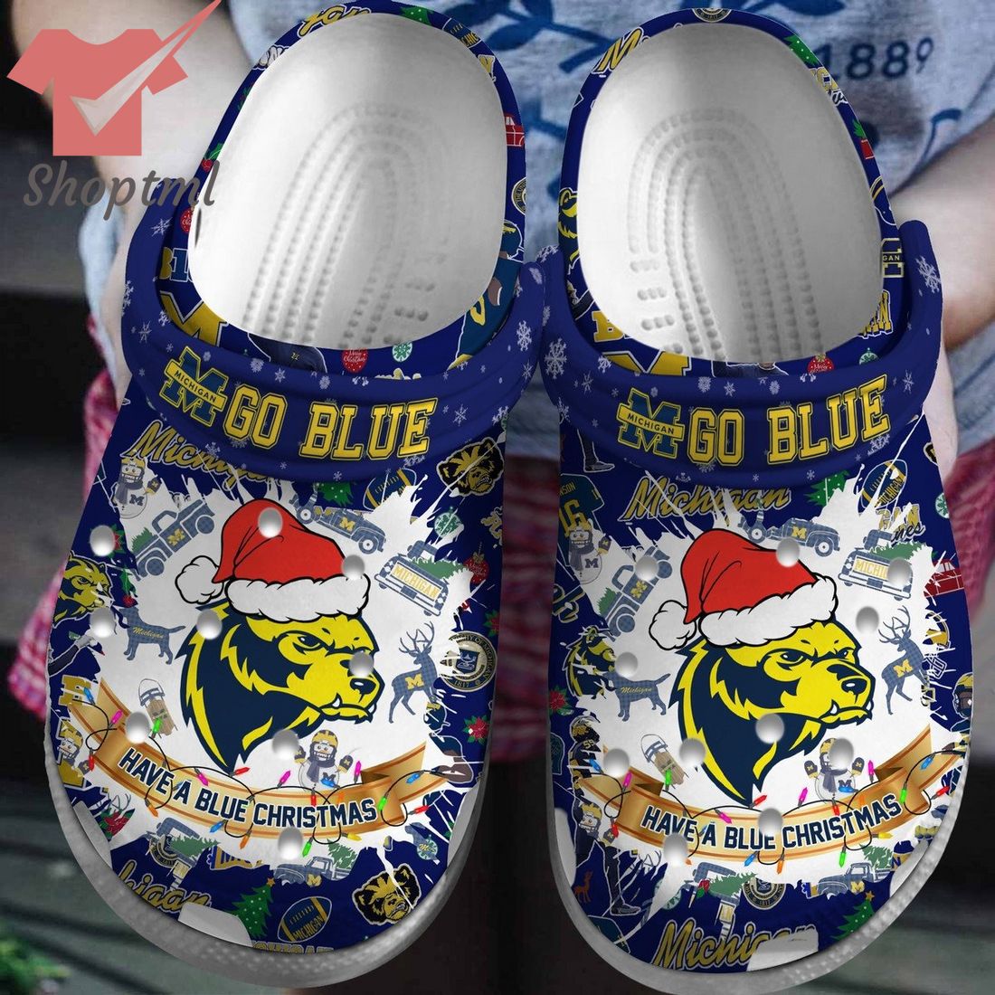 Michigan Wolverines Have A Blue Chrismas Crocs Clogs