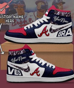 MLB Atlanta Braves Custom Name Air Jordan 1 Sneaker