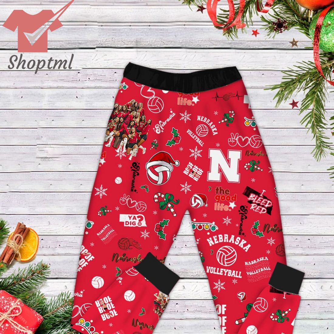 Nebraska Cornhuskers go big red christmas pajamas set