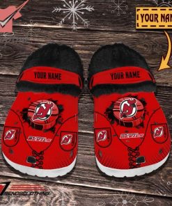 New Jersey Devils NHL Custom Name Fleece Crocs