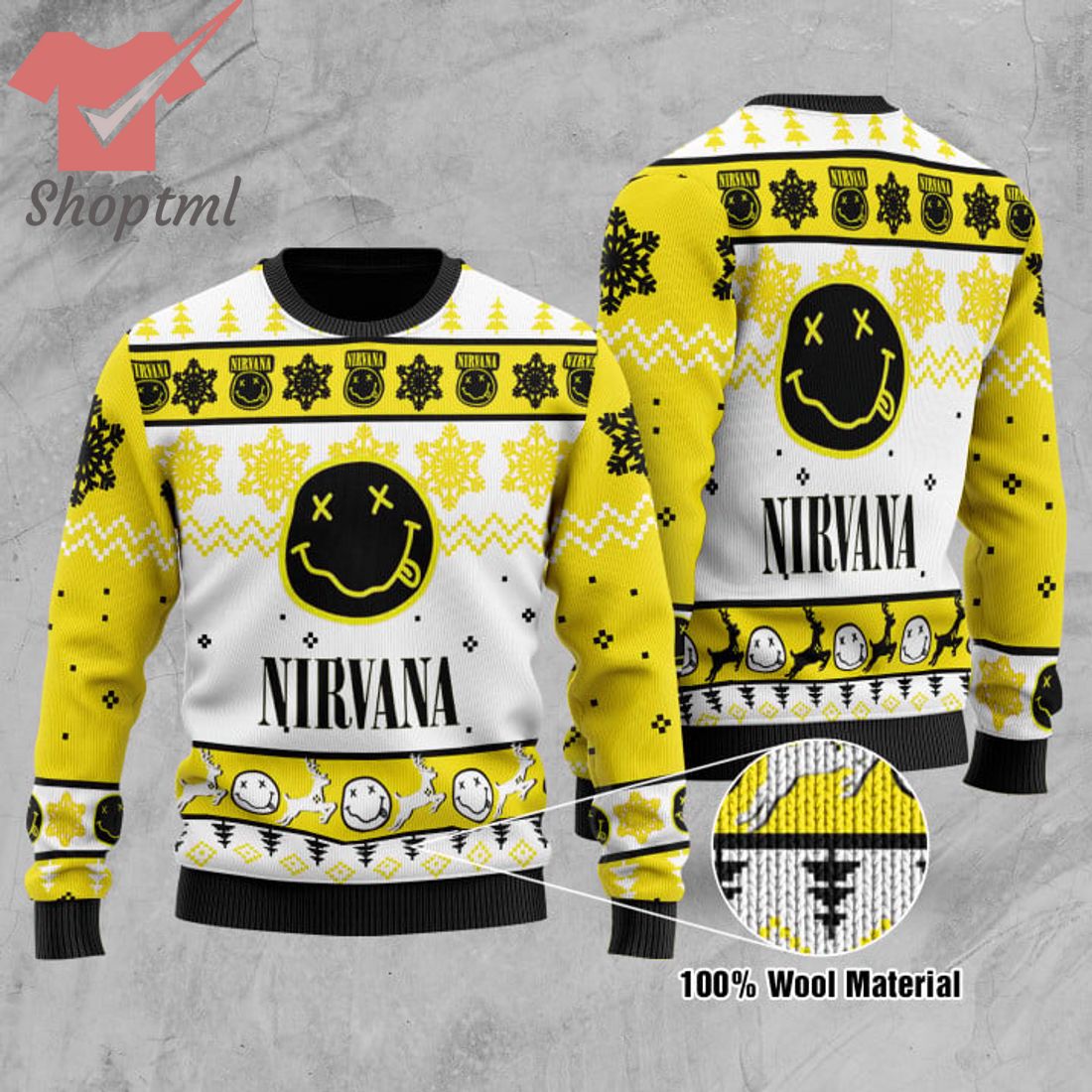 Nirvana Band Reindeer Ugly Christmas Sweater