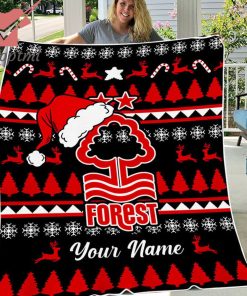 Nottingham Forest Personalized EPL Christmas Fleece Blanket