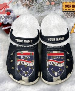 Ross County F.C custom name fleece crocs clogs
