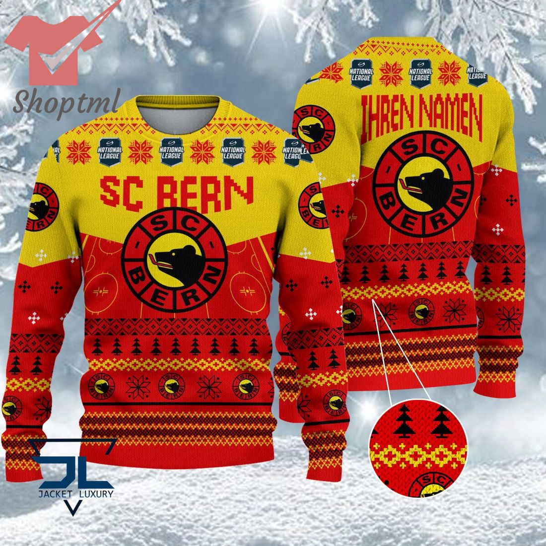 SC Bern National League 2023 Logo Ugly Christmas Sweater