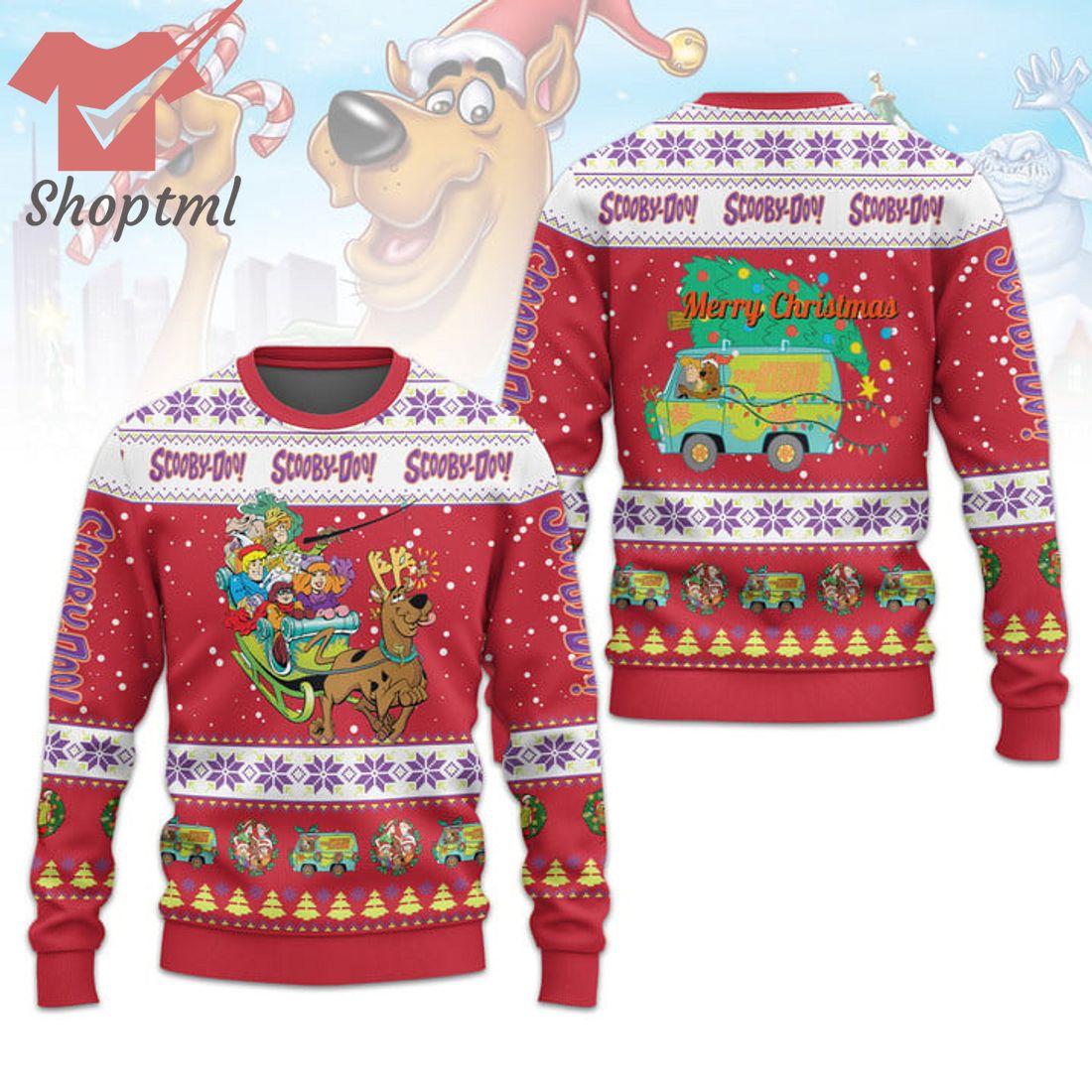 Scooby Doo Character Santa Hat Ugly Christmas Sweater