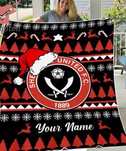 Sheffield United Personalized EPL Christmas Fleece Blanket