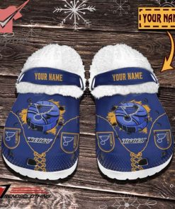 St Louis Blues NHL Custom Name Fleece Crocs