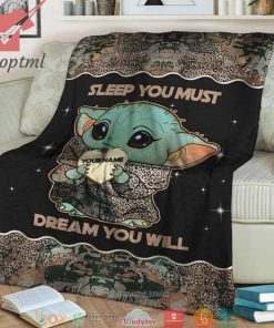 Star Wars Baby Yoda Sleep You Must Dream You Will Custom Name Quilt Blanket
