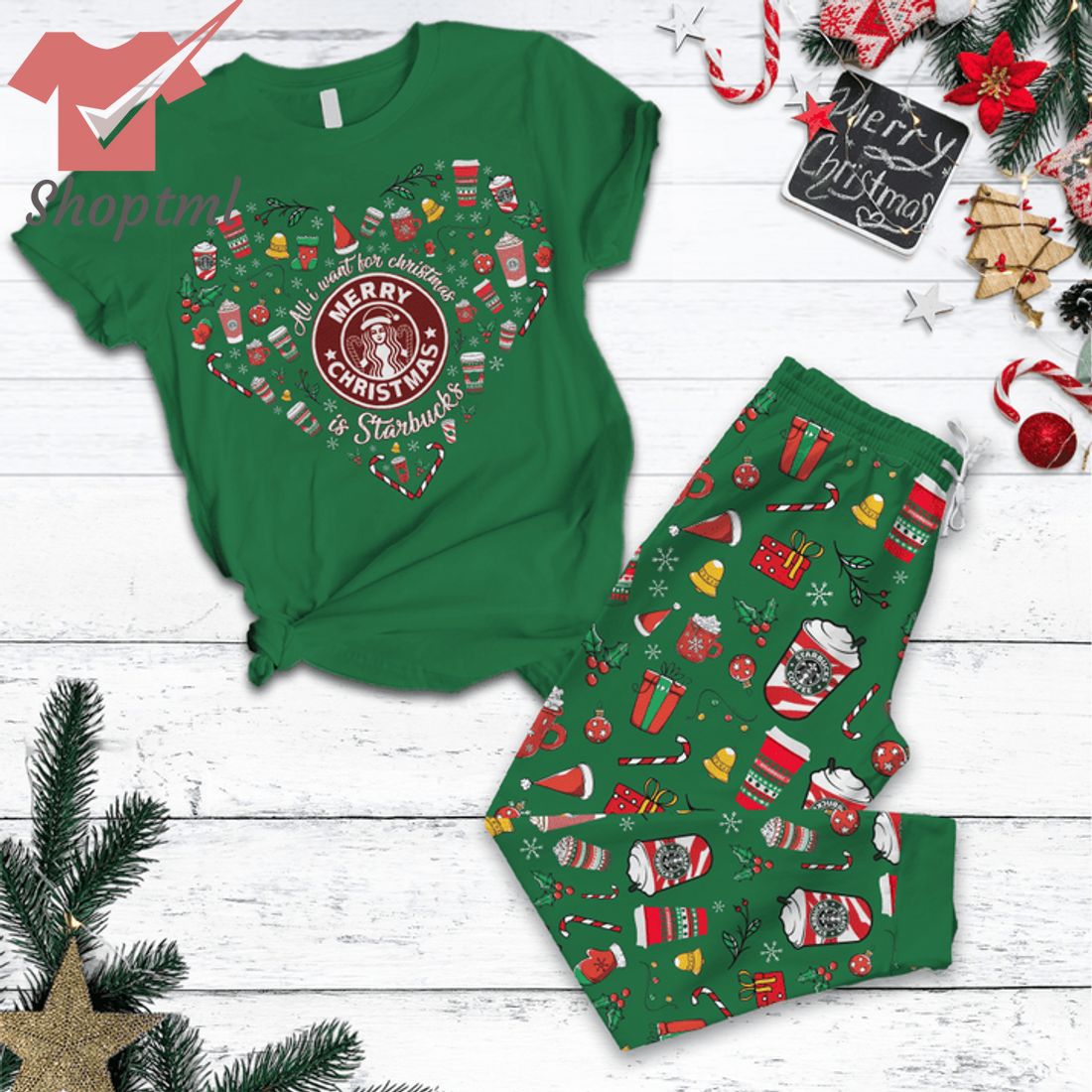 Starbucks All I Want For christmas pajamas set