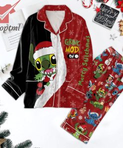 Stitch Grinch Mode On Christmas Pajamas Set