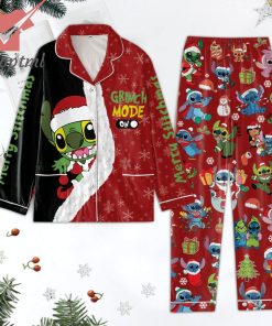 Stitch Grinch Mode On Christmas Pajamas Set