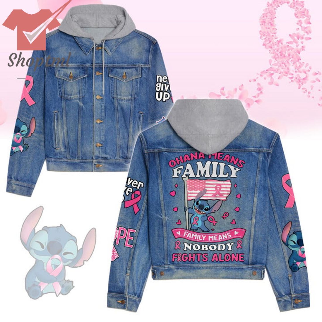 Stitch Ohana Means Family Means Hooded Denim Jacket