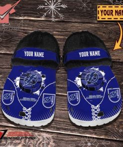 Tampa Bay Lightning NHL Custom Name Fleece Crocs