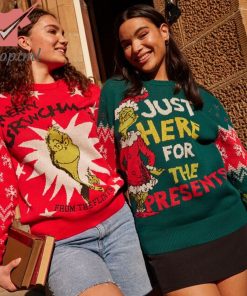 The Grinch Just Here For The Present Ugly Christmas Sweater