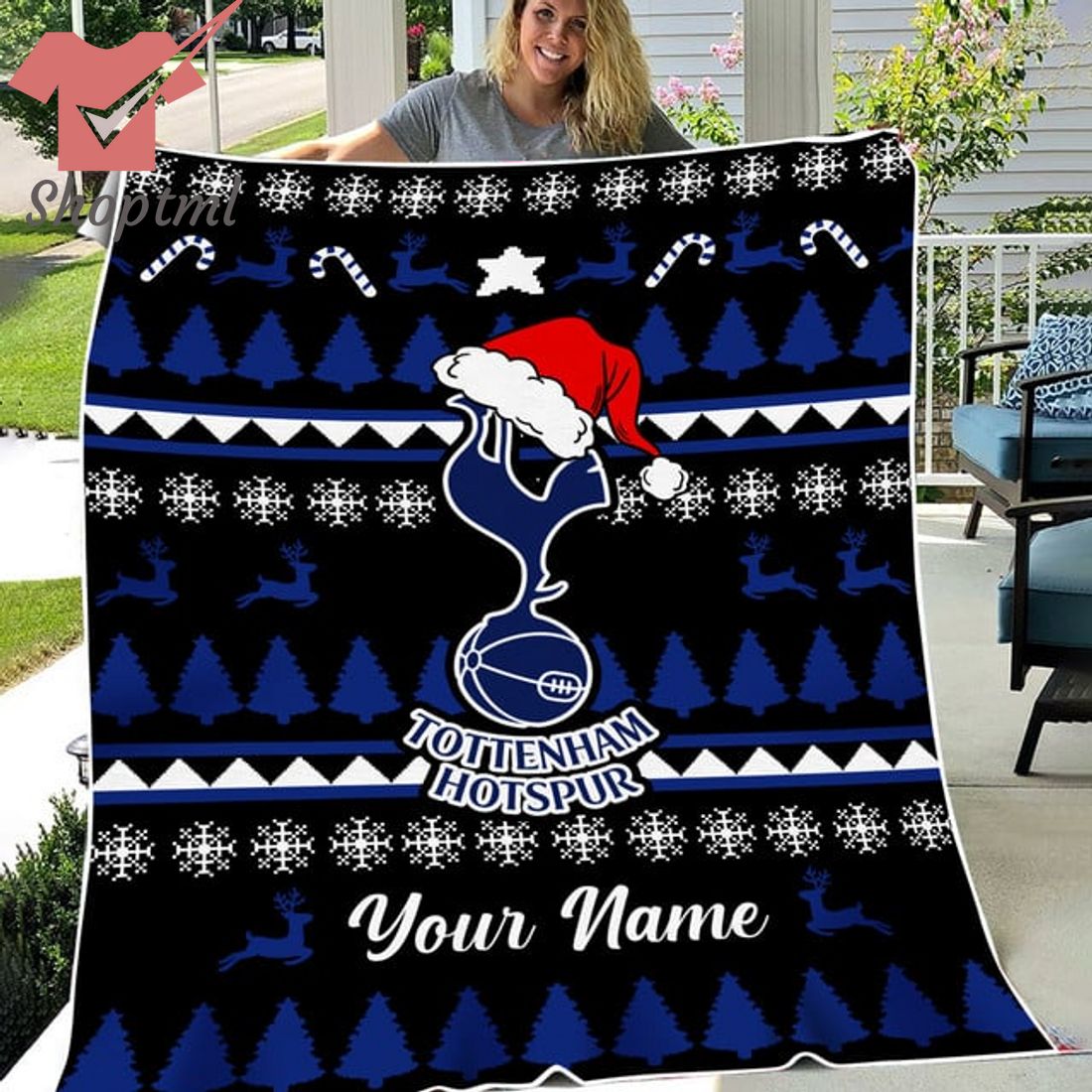Tottenham Hotspur Personalized EPL Christmas Fleece Blanket