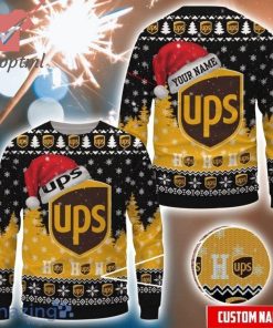 UPS Santa Hat Custom Name Ugly Christmas Sweater