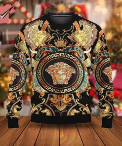 Versace Luxury Brand 2023 Yellow Ugly Christmas Sweater